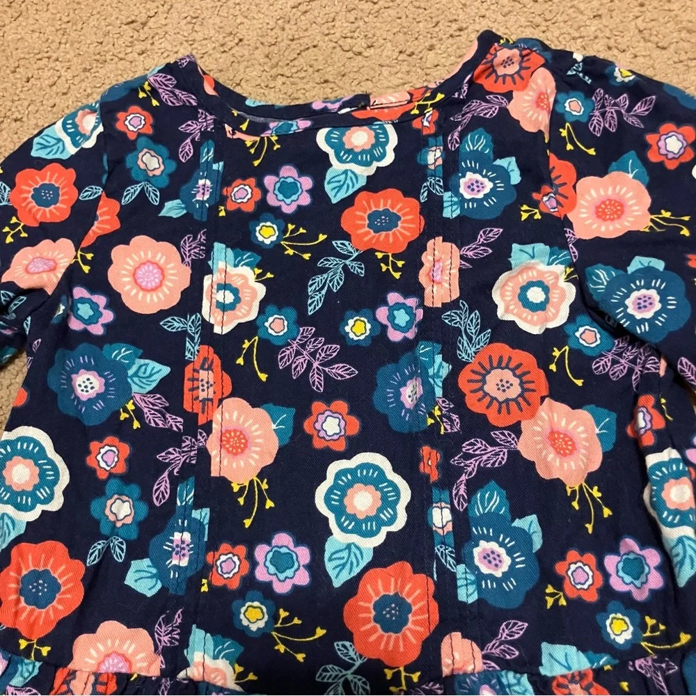Girl’s 12-18m long sleeve Gymboree floral‎ dress & aqua Tea sloth shirt